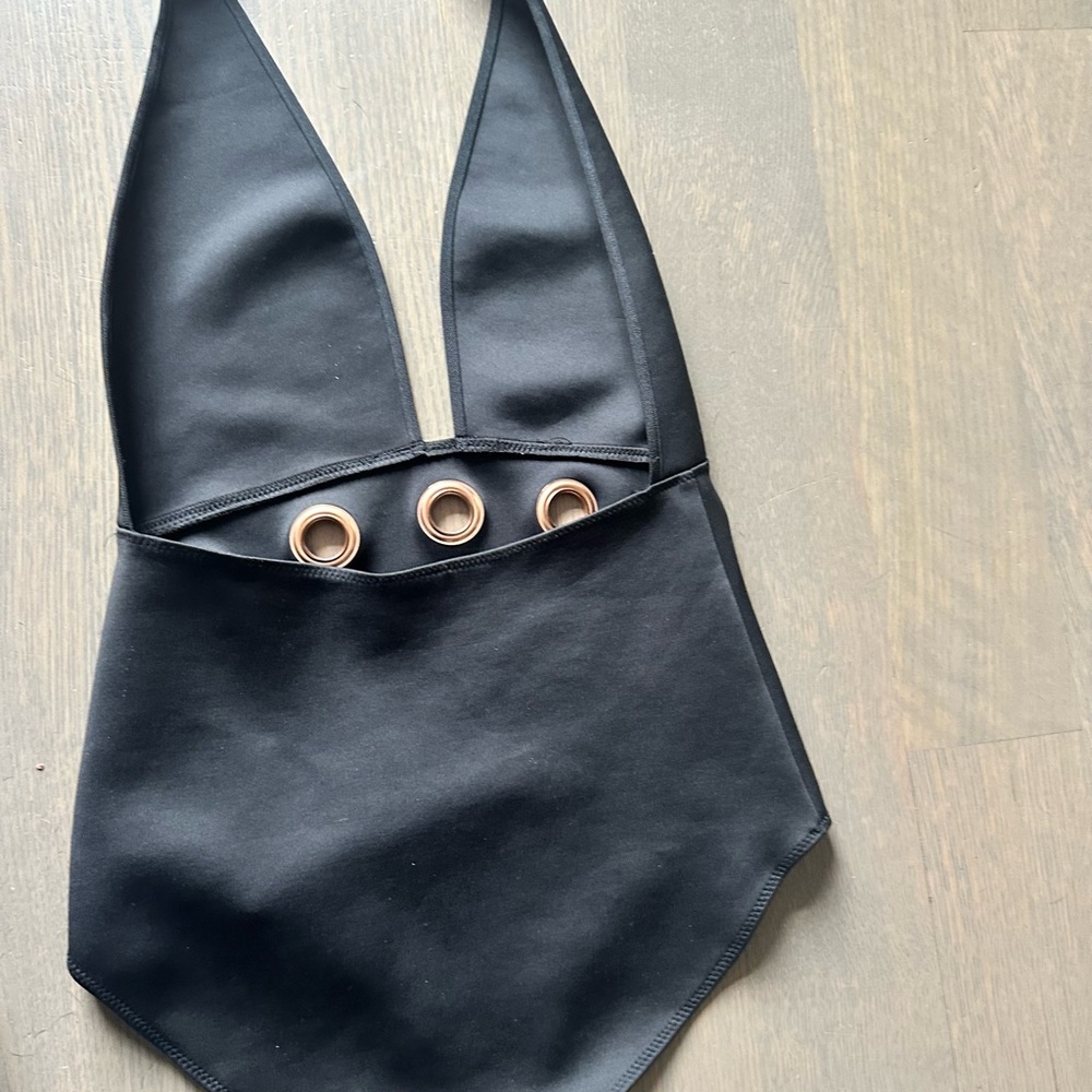 Clover Canyon Black Halter One-Piece Swimsuit - Medium - Picture 3 of 5